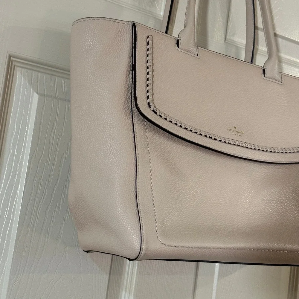 Kate Spade New‎ York Pink Pebbled Leather Whipstitch Tote  Shoulder Bag Gold HW